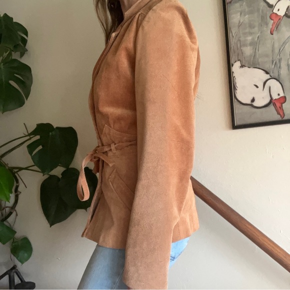 Vintage 70s Winlit Suede Genuine Leather Tie Waist Western Jacket XS/S - Picture 5 of 15